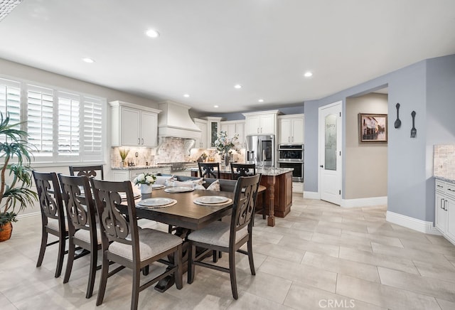 view of tiled dining space