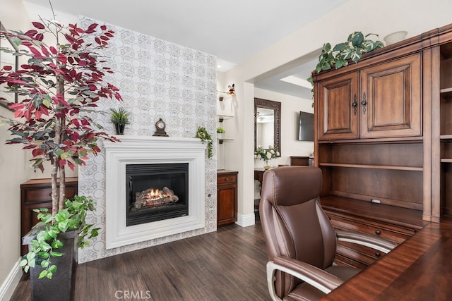 office area featuring dark hardwood / wood-style flooring