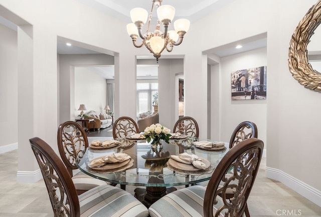 dining room featuring a chandelier