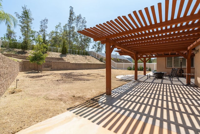 view of patio with a pergola