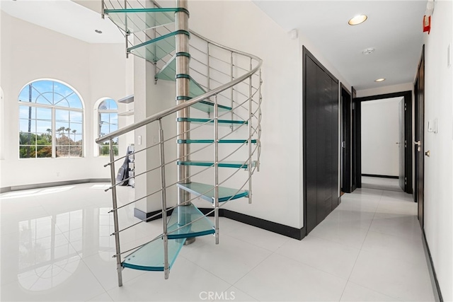 4301 Fulton Ave Unit 301, Sherman Oaks, CA 91423 - staircase with baseboards and recessed lighting