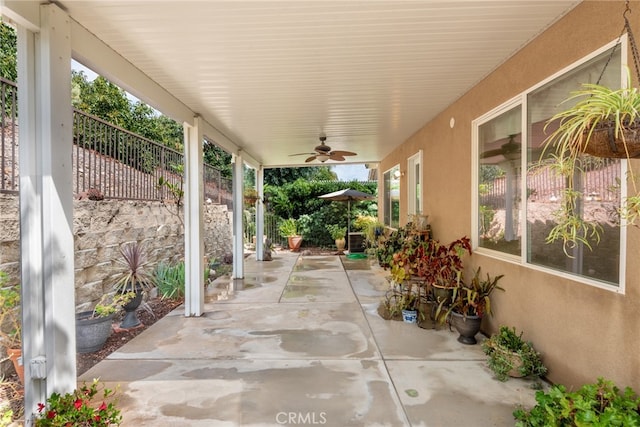 view of patio with ceiling fan