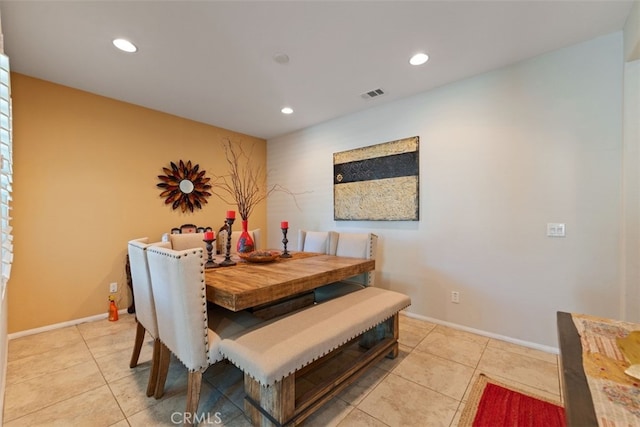 view of tiled dining space