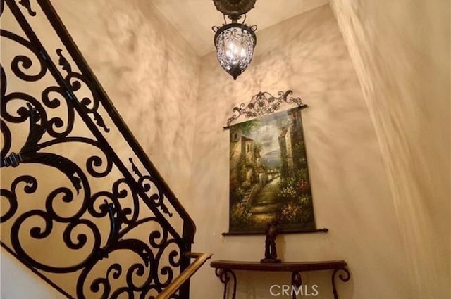 interior details with a notable chandelier