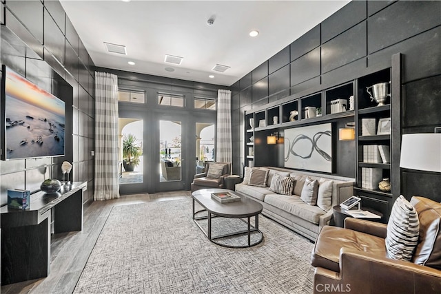 living room featuring light hardwood / wood-style flooring