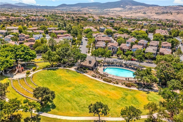 bird's eye view featuring a mountain view