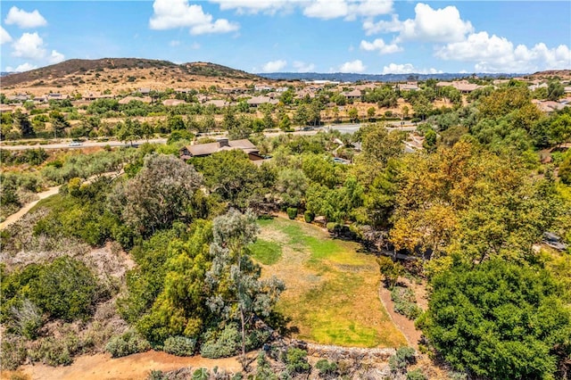 birds eye view of property featuring a mountain view