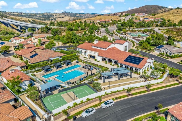 bird's eye view with a mountain view