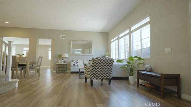 living room with light wood-type flooring