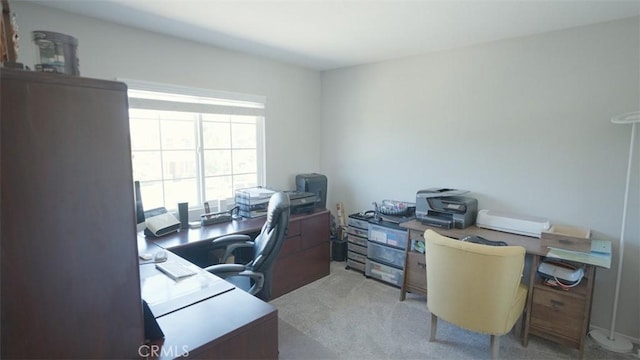 view of carpeted home office