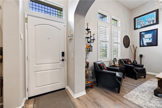 entrance foyer with light wood-type flooring