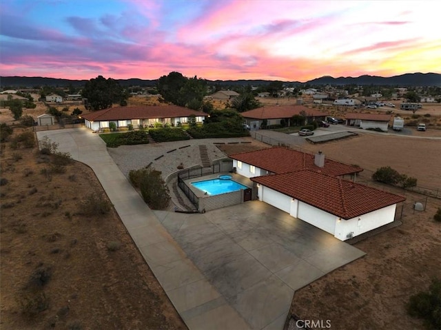 drone / aerial view with a mountain view