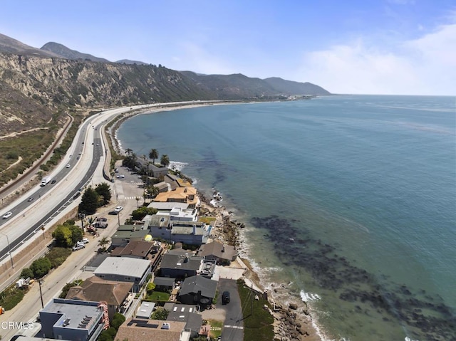 aerial view with a water and mountain view