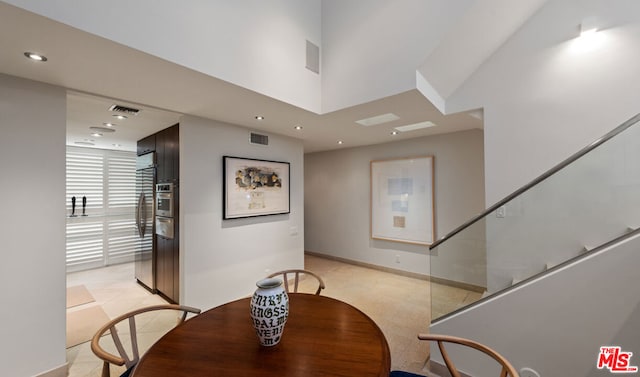 view of carpeted dining room