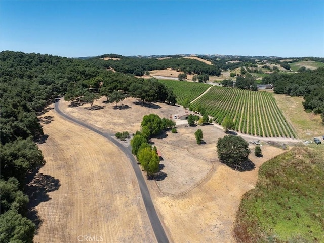 aerial view featuring a rural view