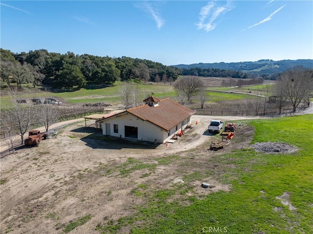 aerial view with a rural view