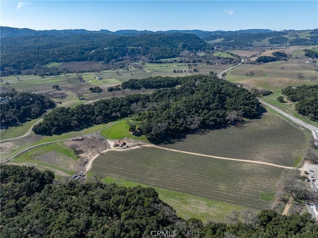 drone / aerial view with a rural view and a mountain view