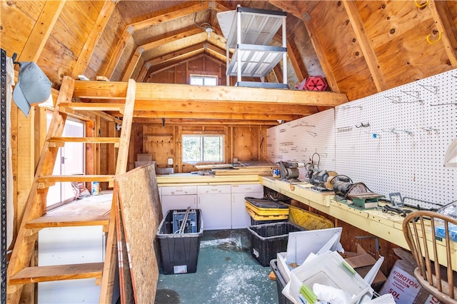 kitchen featuring lofted ceiling