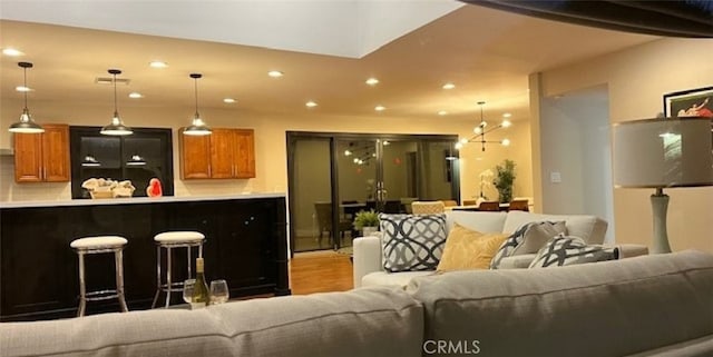 living room featuring light hardwood / wood-style flooring