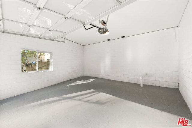 garage with a garage door opener