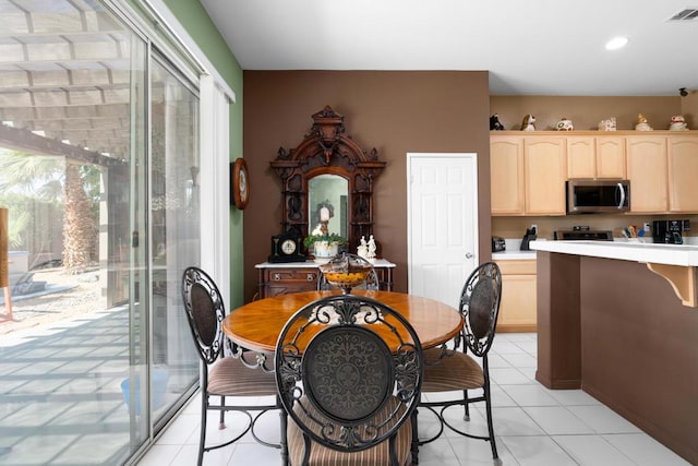 view of tiled dining room