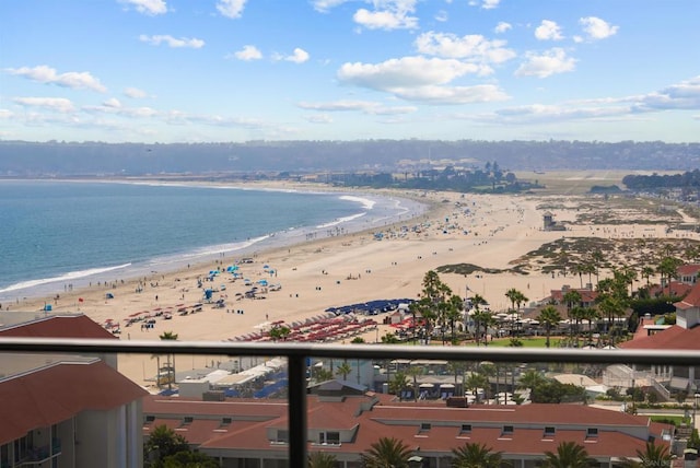 property view of water with a beach view