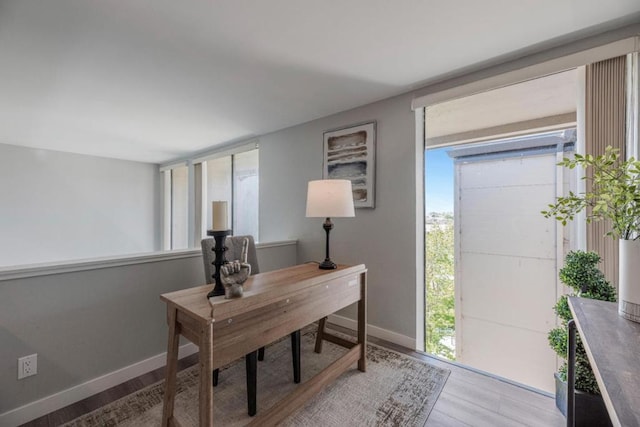 office space featuring light hardwood / wood-style floors and a wealth of natural light