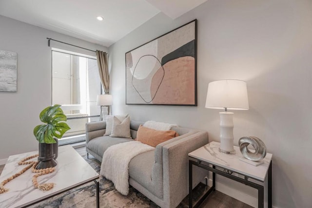 living room with hardwood / wood-style flooring