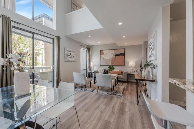 dining room with light hardwood / wood-style flooring