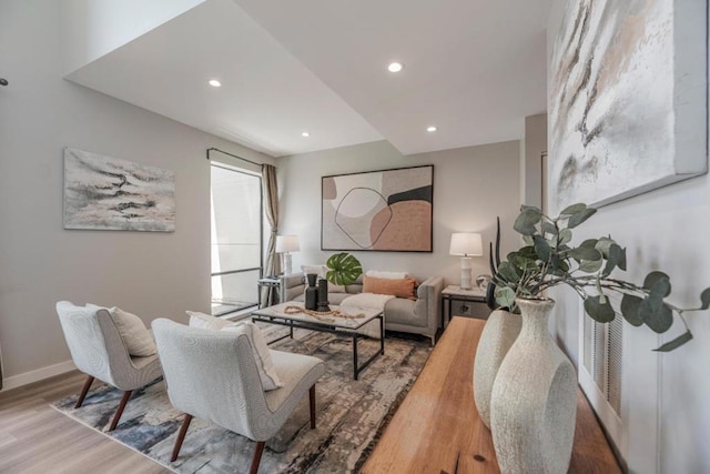 living room with wood-type flooring