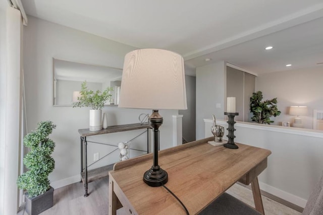 office space featuring light hardwood / wood-style flooring