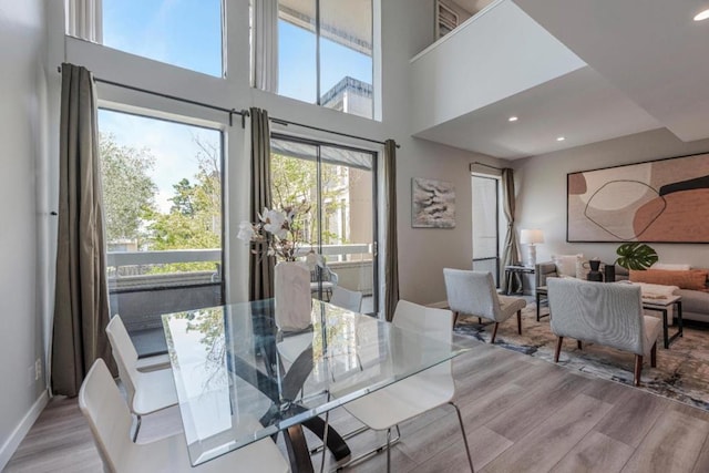 dining space featuring light hardwood / wood-style floors