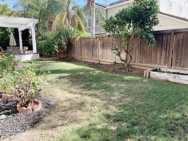 view of yard featuring a pergola