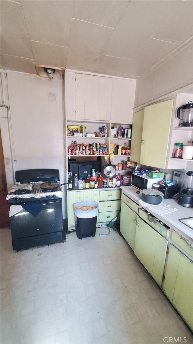 kitchen with green cabinetry