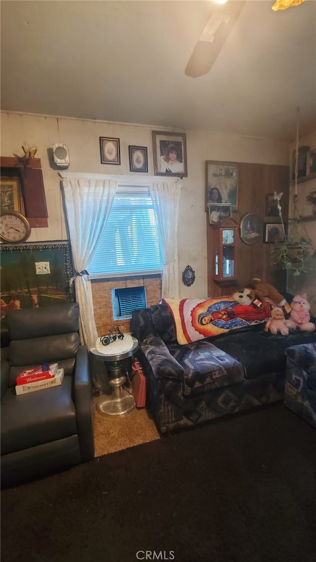 living room with ceiling fan