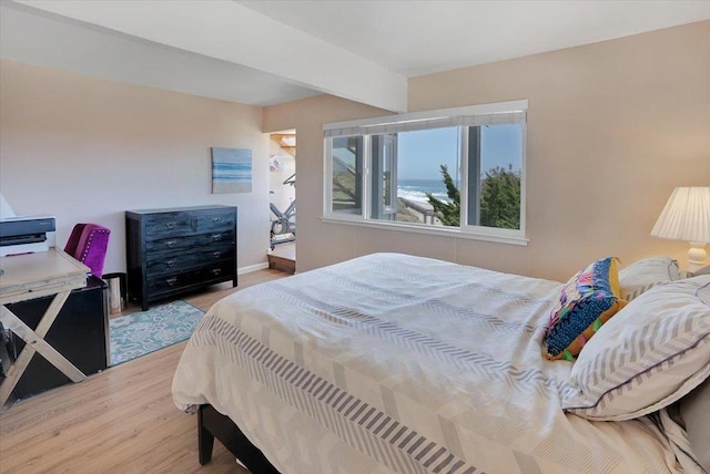 bedroom with light hardwood / wood-style floors