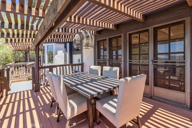 wooden terrace featuring a pergola