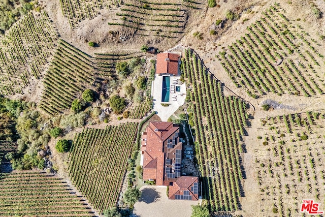 drone / aerial view with a rural view