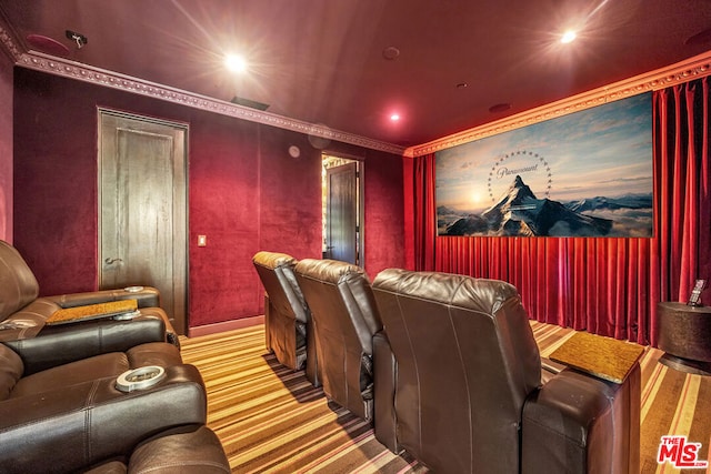 home theater with carpet flooring