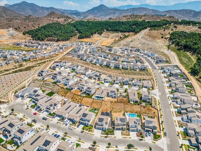 bird's eye view with a mountain view