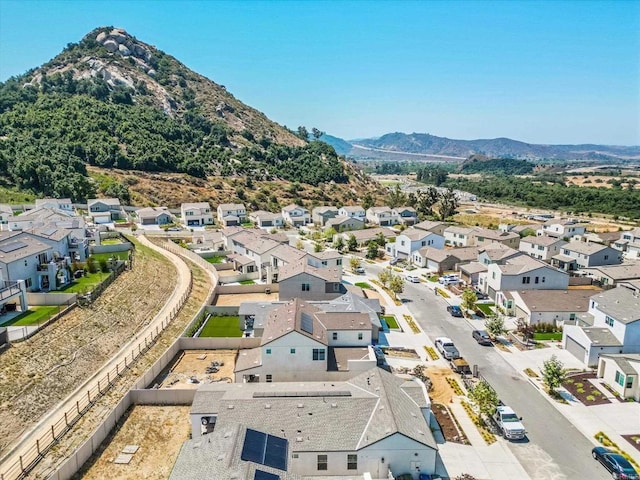 bird's eye view with a mountain view