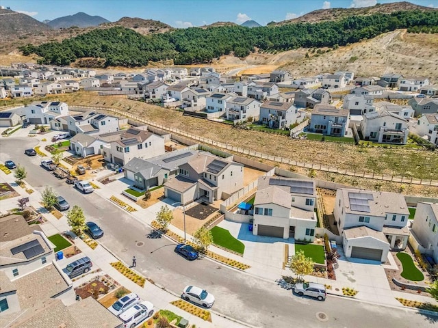 bird's eye view with a mountain view