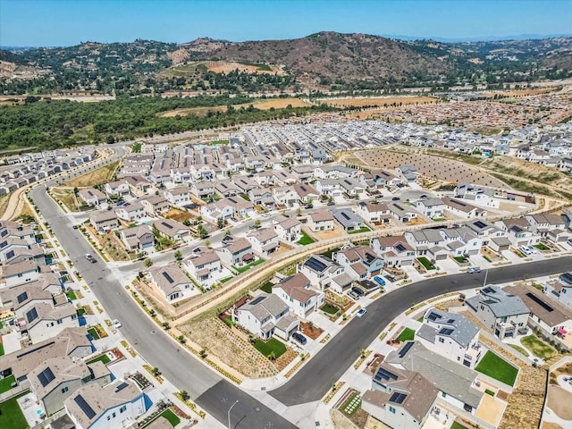 bird's eye view with a mountain view