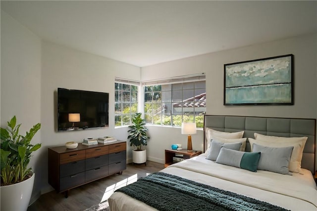 bedroom featuring dark wood-type flooring