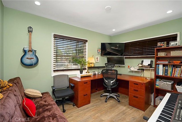 office featuring light hardwood / wood-style flooring