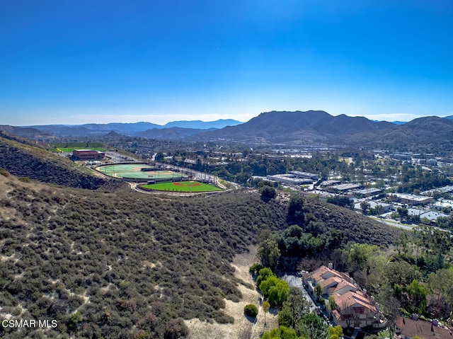 aerial view with a mountain view