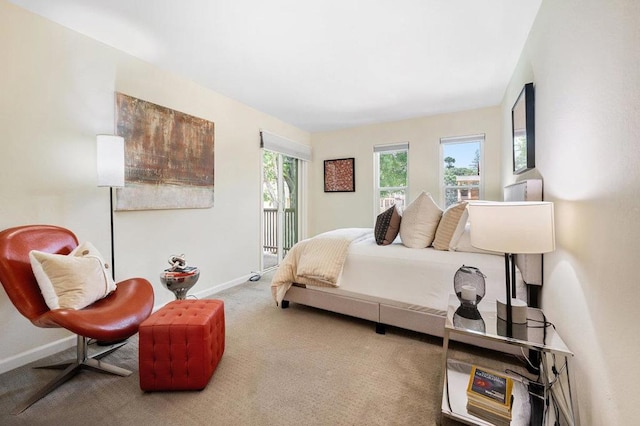 carpeted bedroom with multiple windows