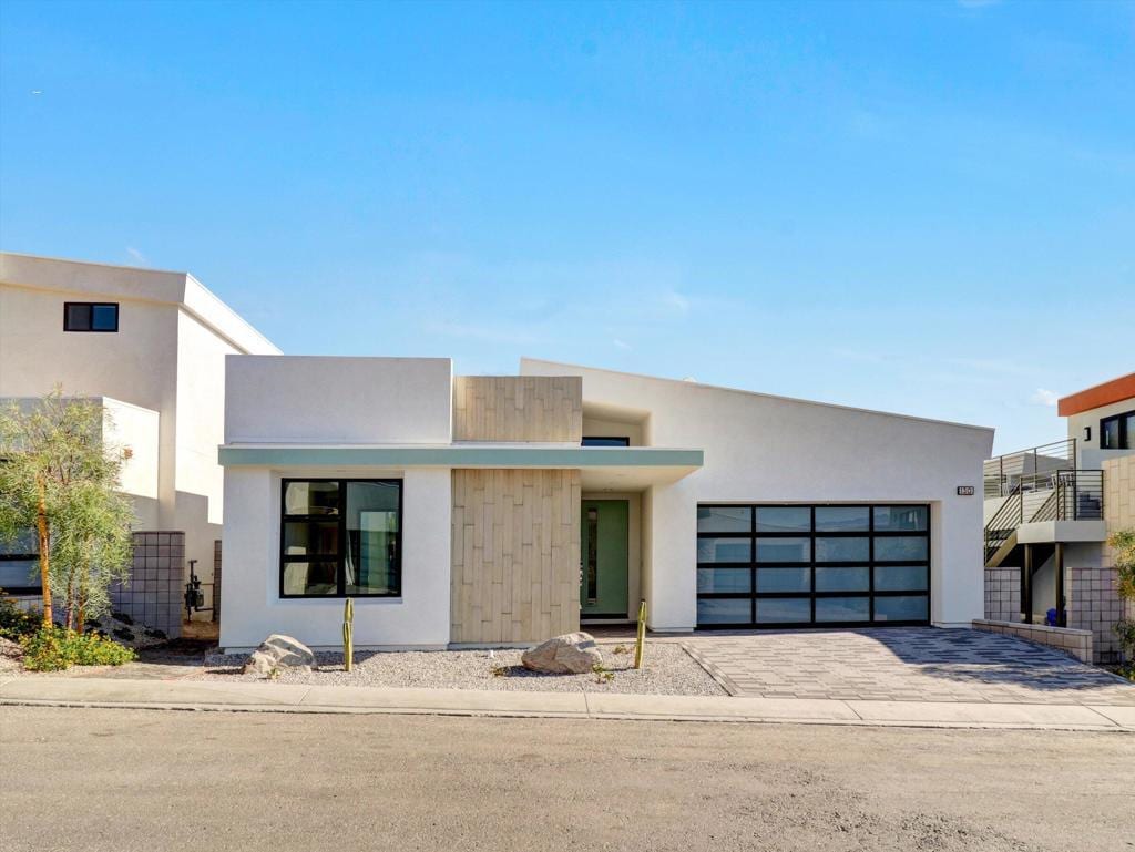 contemporary home featuring a garage