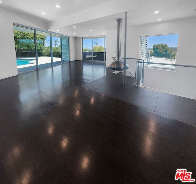 interior space with dark hardwood / wood-style floors and plenty of natural light