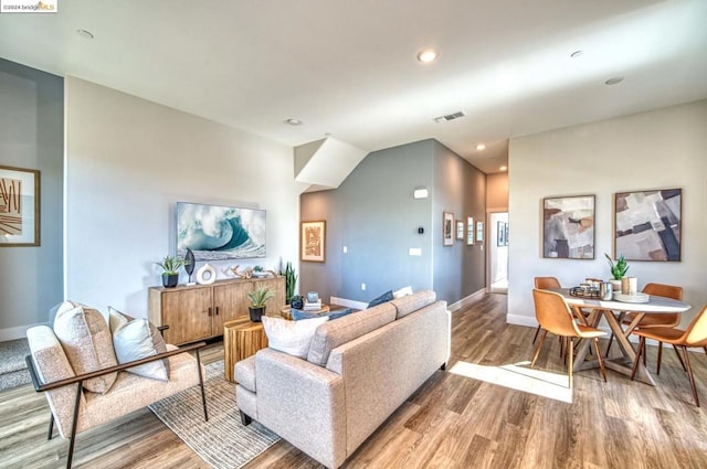 living room with hardwood / wood-style flooring